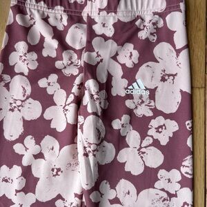 Adidas Maroon and White Floral Leggings